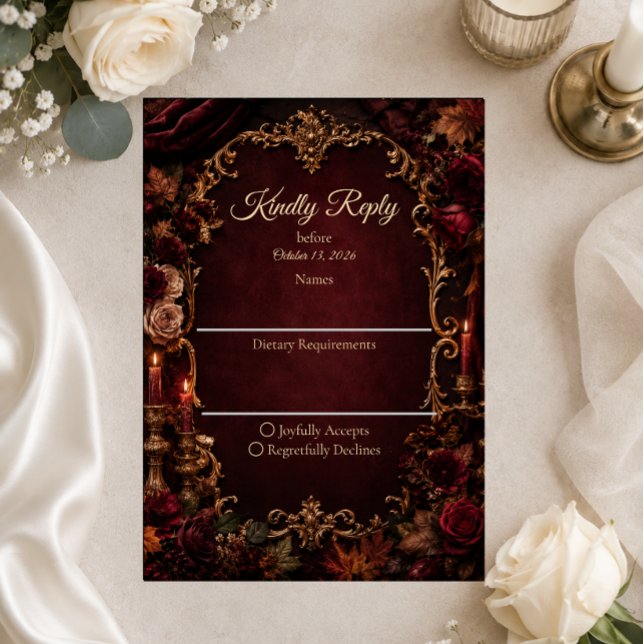 Gothic Autumn Romance Wedding RSVP Card (Creator Uploaded)