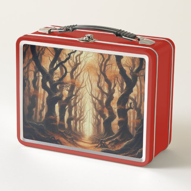 Gothic Autumn woods Metal Lunch Box (Front)