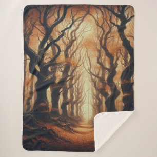 Gothic Autumn woods Sherpa Blanket