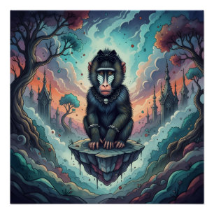Gothic Baboon Dreamscape  Poster