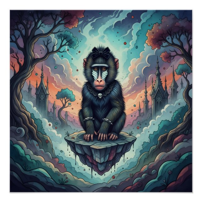 Gothic Baboon Dreamscape  Poster (Front)