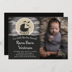 Gothic Baby Carriage Halloween Birth Annoucement Invitation