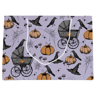 Gothic Baby Carriage Halloween Purple Large Gift Bag