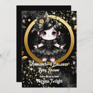 Gothic Baby Shower Cute Girl Moonlight Lullabies Invitation