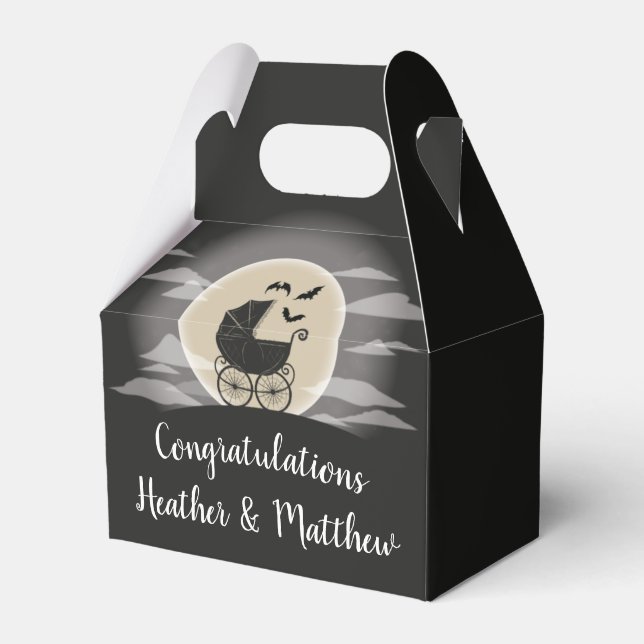 Gothic Baby Shower Halloween Carriage Favour Box (Front Side)