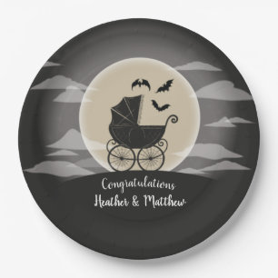 Gothic Baby Shower Halloween Carriage Paper Plate
