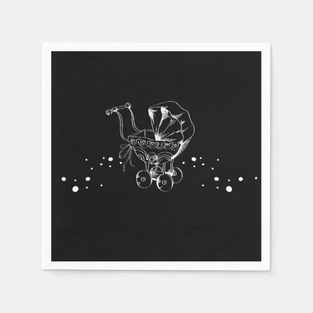 Gothic Baby Shower Napkin Victorian Stroller (Front)