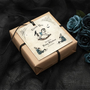 Gothic Baby Shower Spooky Rocking Horse Thank You Favour Tags