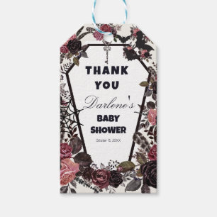 Gothic Baby Shower Thank You Tag – Dark Floral & K