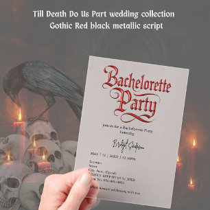 gothic bachelorette party - Red Metallic Script Acrylic Invitations