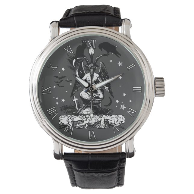Gothic Baphomet, Cat and Raven Watch (Front)