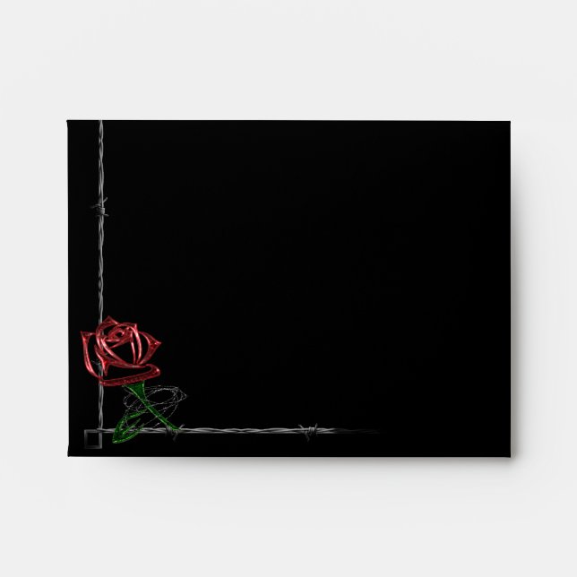 Gothic Barbed Wire and Rose Elegant RSVP Response Envelopes (Front)