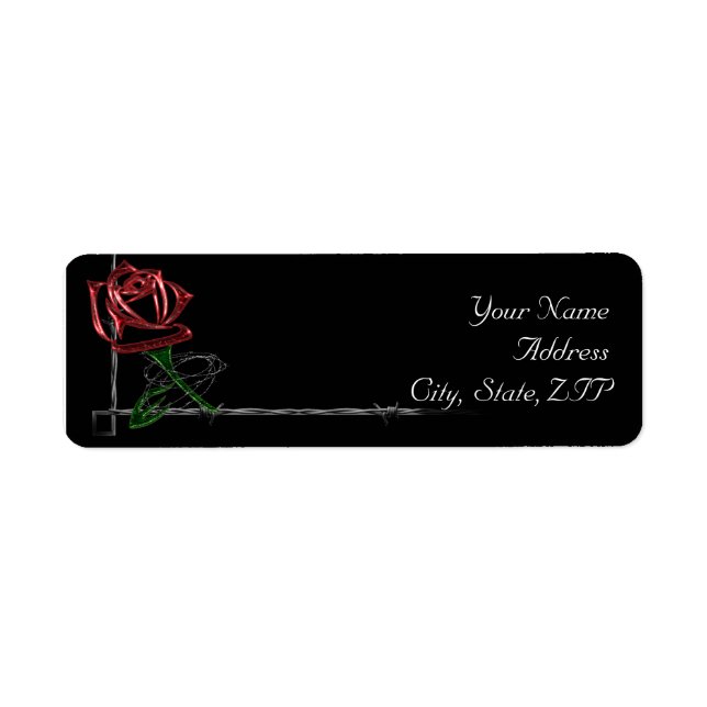 Gothic Barbed Wire and Rose Return Address (Front)