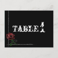 Gothic Barbed Wire and Rose Wedding Table Number
