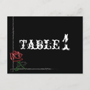 Gothic Barbed Wire and Rose Wedding Table Number Postcard