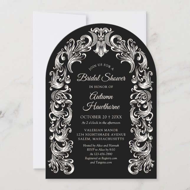 Gothic Baroque Arch Bridal Shower Invitation (Front)