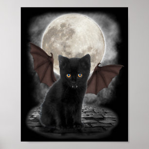 Gothic Bat Cat Shirt Vampire Funny Gifts Cats Poster