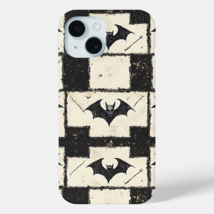 Gothic Bat Grunge Halloween Pattern iPhone 15 Case