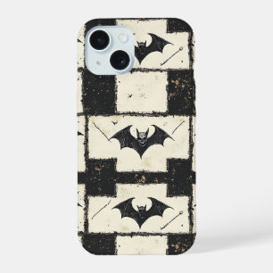 Gothic Bat Grunge Halloween Pattern iPhone 15 Case