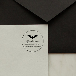 Gothic Bat Halloween Custom Return Address Rubber Stamp