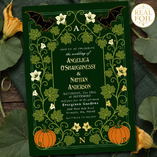 Gothic Bat Pumpkin Floral Autumn Wedding