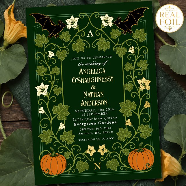 Gothic Bat Pumpkin Floral Autumn Wedding (Creator Uploaded)