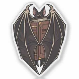 Gothic Bat Reading Dark Spell Book
