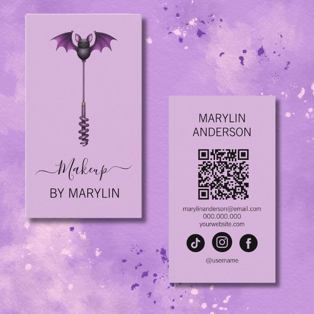 Gothic Bat-Themed Mascara Wand Makeup Business Card (Creator Uploaded)