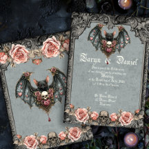 Gothic Bat Wedding Invitation