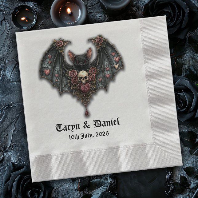 Gothic Bat Wedding Table Napkin (Creator Uploaded)