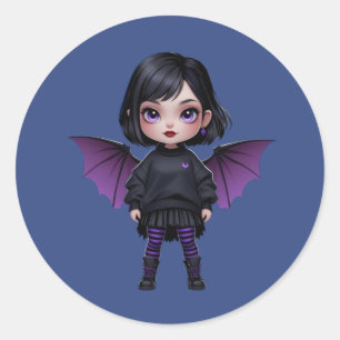 Gothic Batgirl Classic Round Sticker