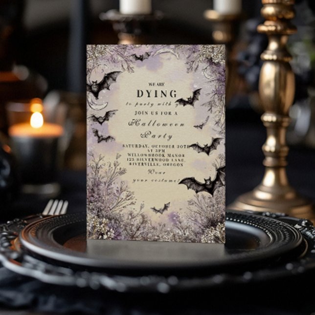 Gothic Bats and Stars Halloween Celebration Invitation (Creator Uploaded)