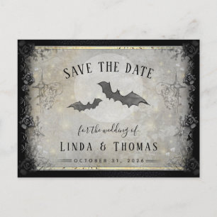 Gothic Bats Grey Save the Date PostCard