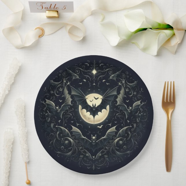 Gothic Bats Paper Plate (Wedding)