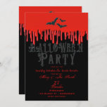 Gothic Bats & Red Dripping Blood Halloween Party Invitation<br><div class="desc">Gothic Bats & Red Dripping Blood Halloween Party</div>