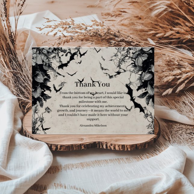 Gothic Bats & Roses Birthday Thank You Card (Creator Uploaded)