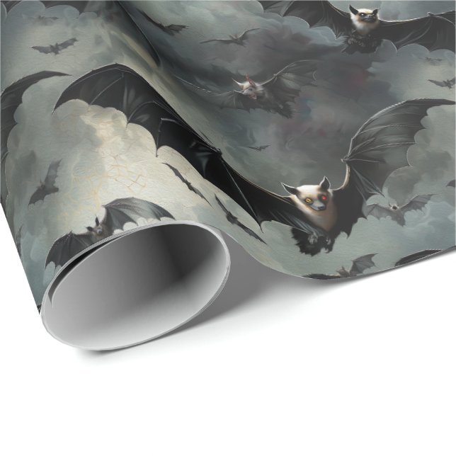 Gothic Bats Stormy Sky Halloween & Gothmas Wrapping Paper (Roll Corner)