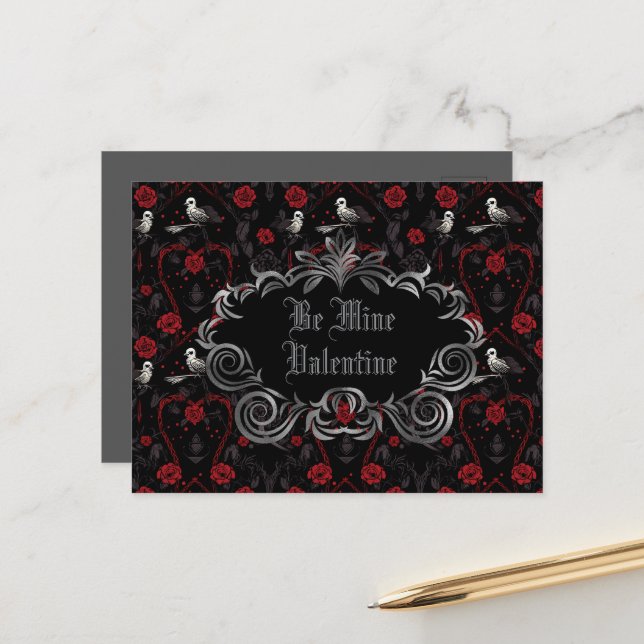 Gothic Be Minel Valentine  Postcard (Front/Back In Situ)