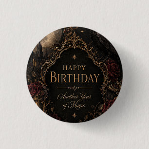 Gothic Birthday Card, Dark Floral, Moths, Roses 3 Cm Round Badge