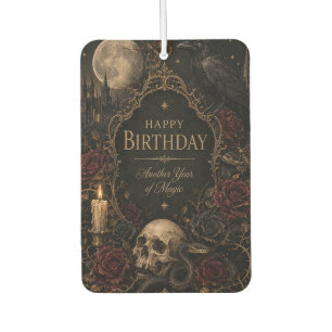 Gothic Birthday Card, Dark Floral, Moths, Roses Car Air Freshener