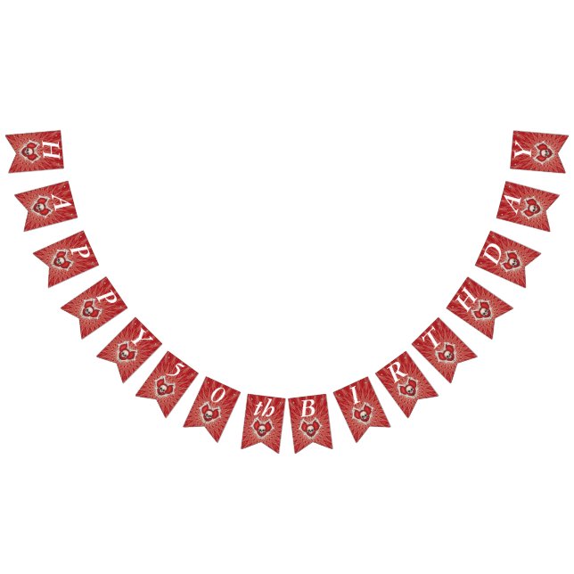 Gothic Birthday Skull Bones Red Heart on Spirals Bunting (All)