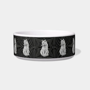 Gothic Black 3D Geometric Cat Ceramic Pet Bowl