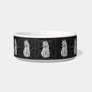 Gothic Black 3D Geometric Cat Ceramic Pet Bowl