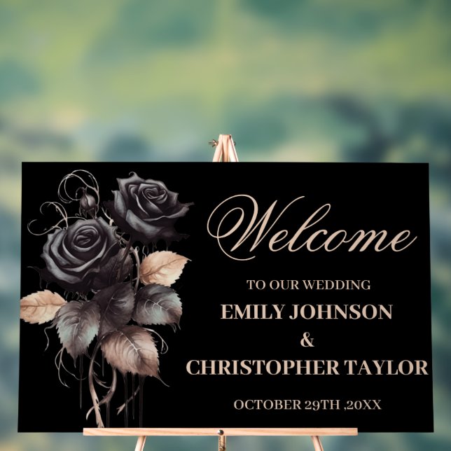 Gothic Black Acrylic Wedding Sign (Neutral)