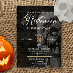 Gothic Black Adult Halloween Scary Costume Party Invitation
