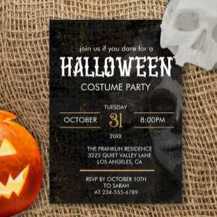 Gothic Black Adult Halloween Scary Costume Party Invitation