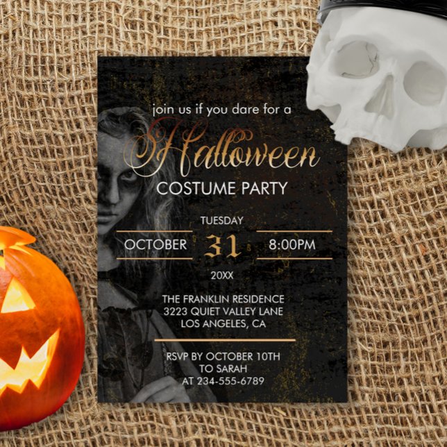Gothic Black Adult Halloween Scary Costume Party  Invitation (Creator Uploaded)