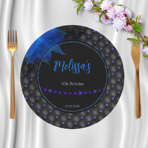 Gothic Black and Blue Birthday  Paper Plate