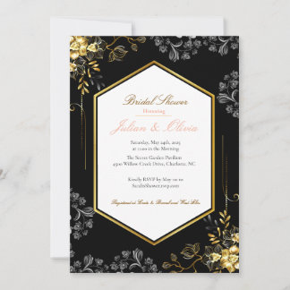 Gothic Black and Gold Bridal Shower Invitation