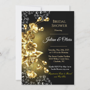 Gothic Black and Gold Bridal Shower Invitation